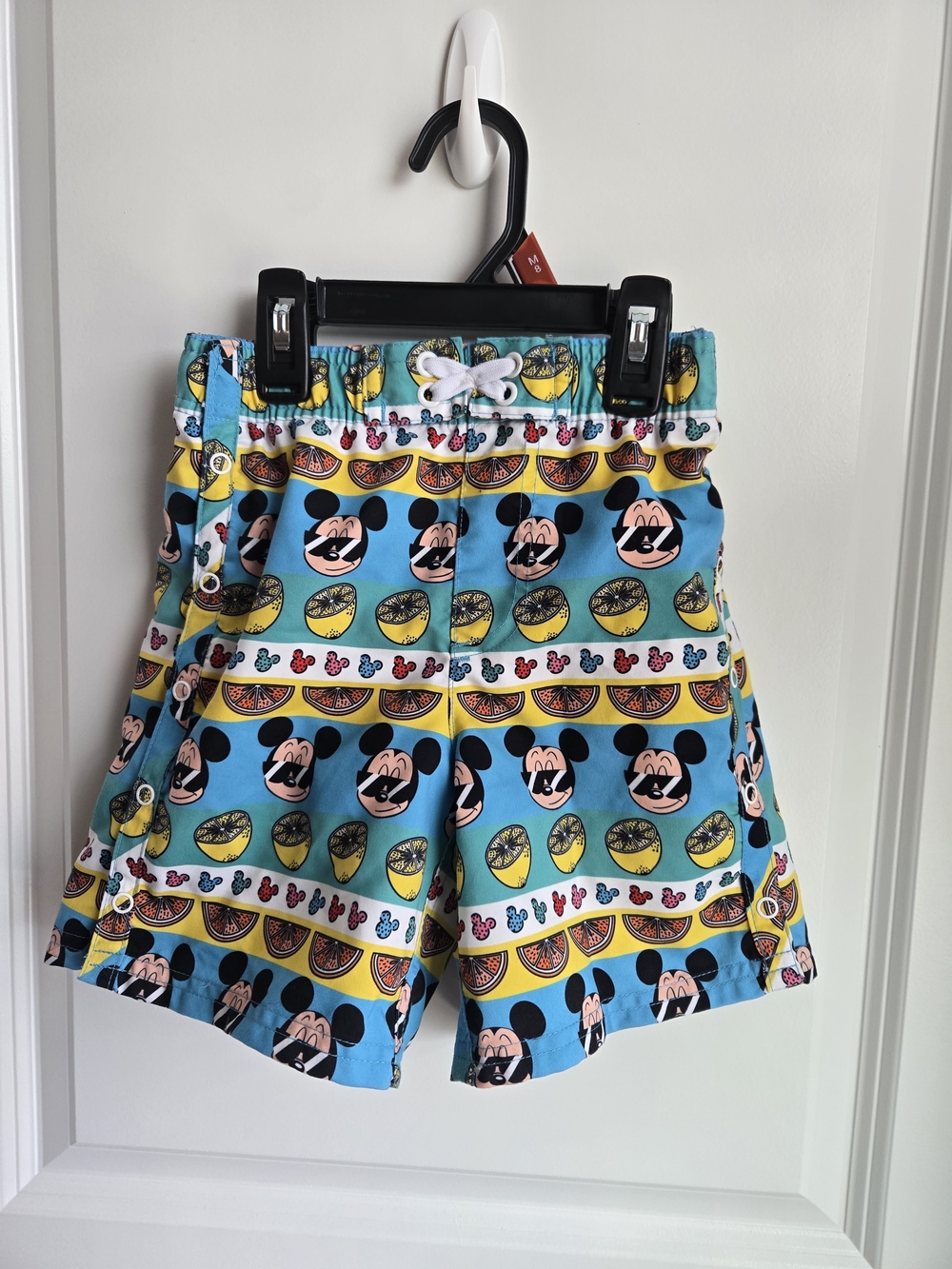 Disney Blue Mickey Mouse Citrus Print Swim Trunks Size S